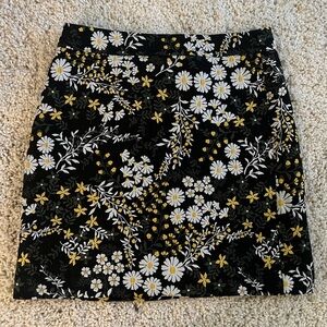 LOFT Black Floral Mini Skirt